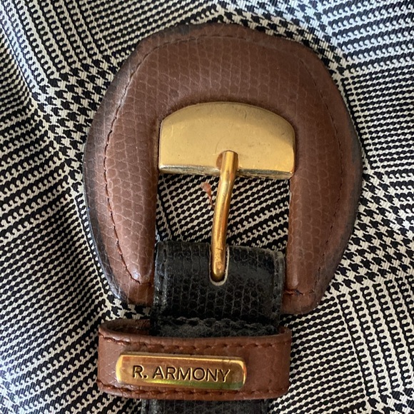 R. Armony black leather belt with brown detail. 33-37” - Picture 2 of 5